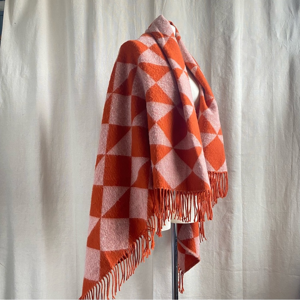 WEST ELM Softest Throw - orange white